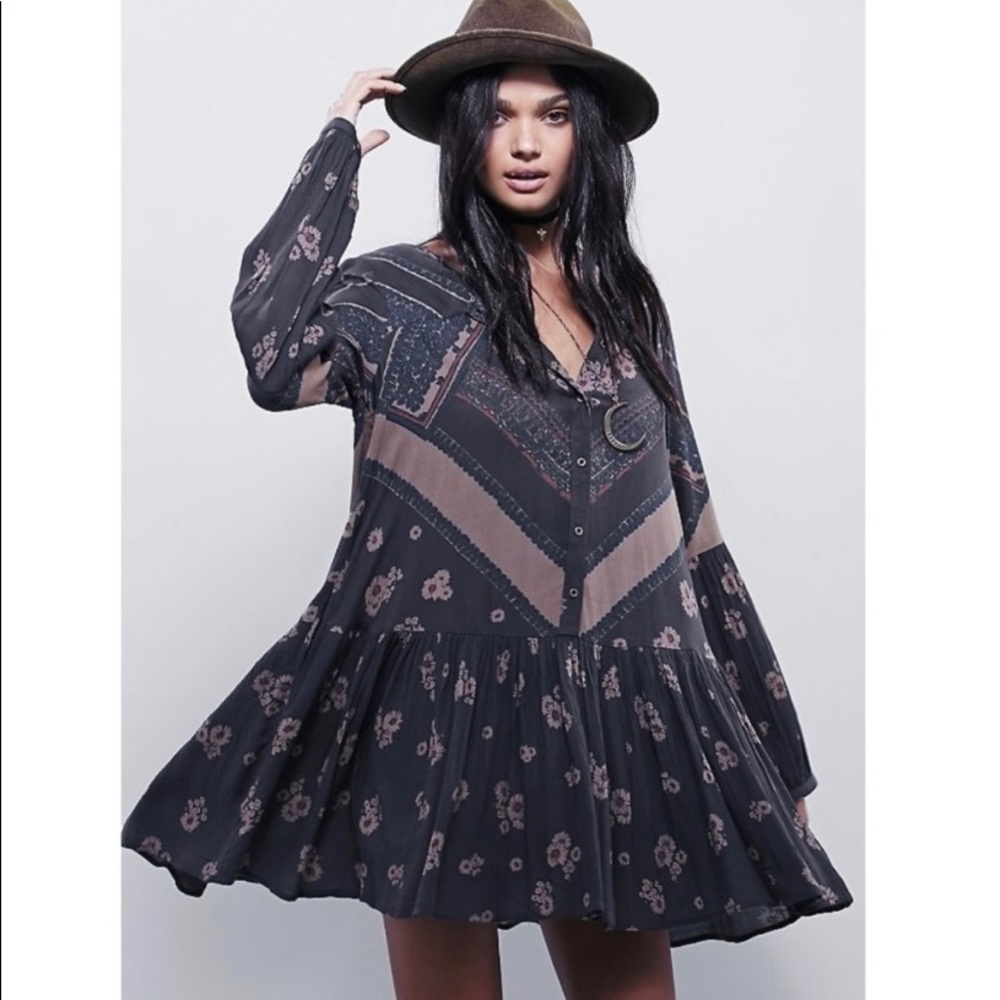 Free People Boho Drop Waist Tunic Dress Size M